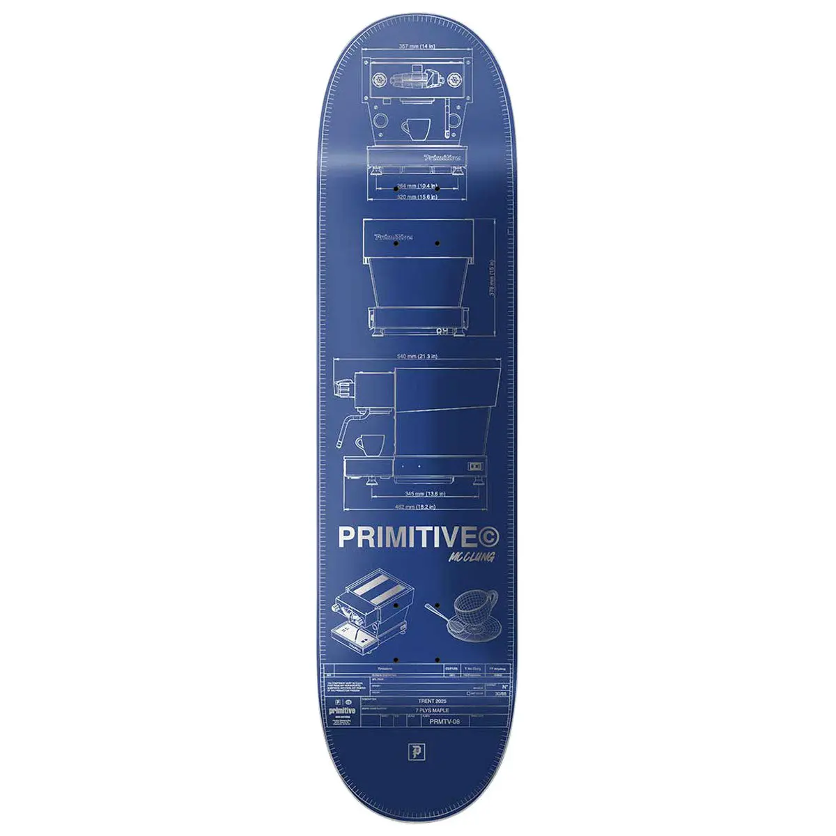 Primitive Mcclung Double-Shot Skateboard Deck - Blue - 8.625" 1