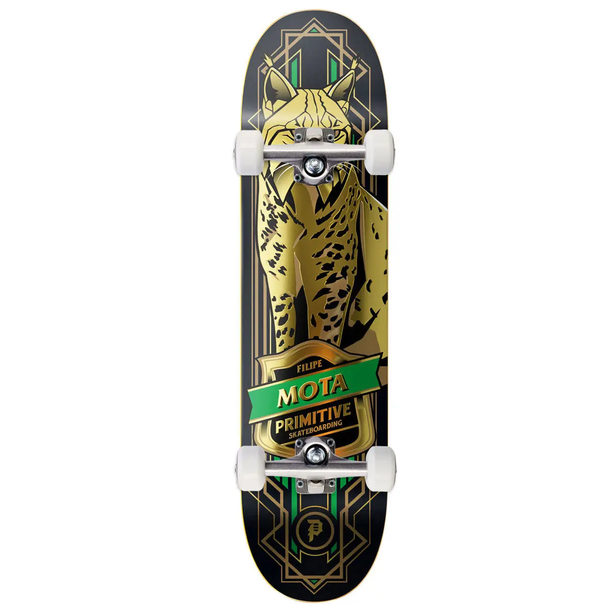 Primitive Mota Lynx Skateboard Complete - Gold Foil/Metallic Ink - 8.25" 1