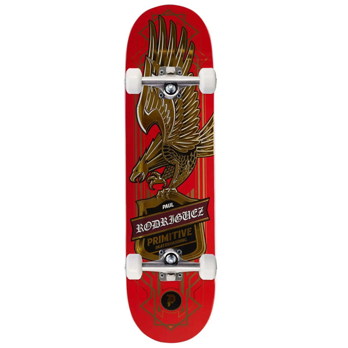 Primitive Rodriguez All-Star Eagle Skateboard Complete - Red/Gold Foil - 8.25" 1
