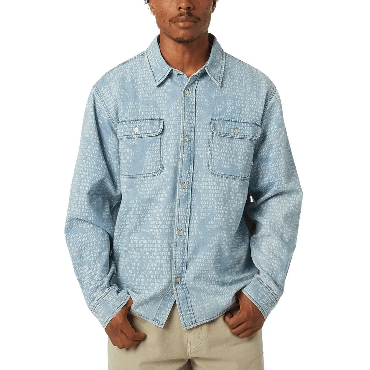 Huf Ceremony Long Sleeve Denim Shirt - Indigo 1