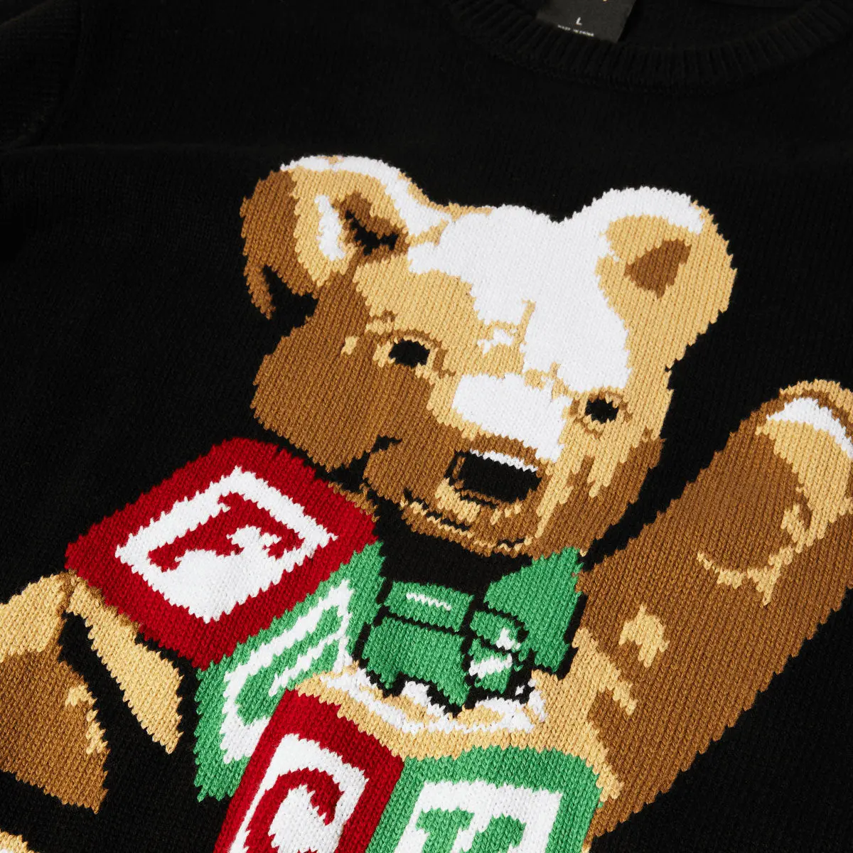 Huf Gift Bear Intarsia Sweatshirt - Black 1