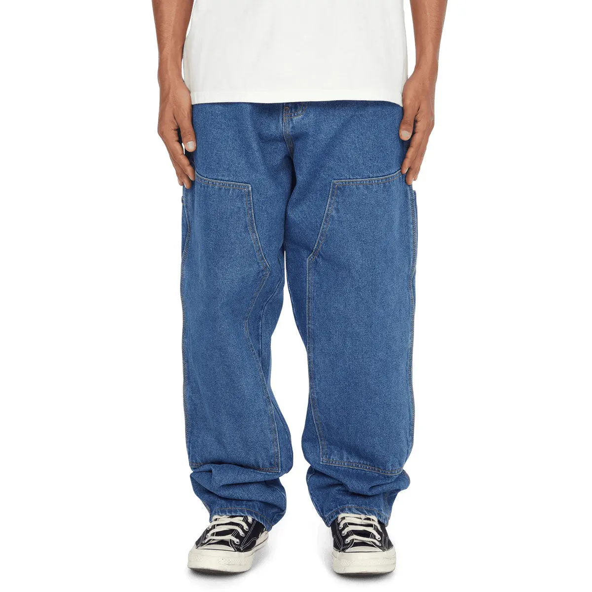 Huf Kinda Loose Double Knees Jeans - Stone Wash Indigo 1