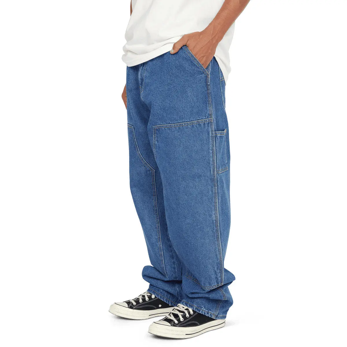 Huf Kinda Loose Double Knees Jeans - Stone Wash Indigo 3