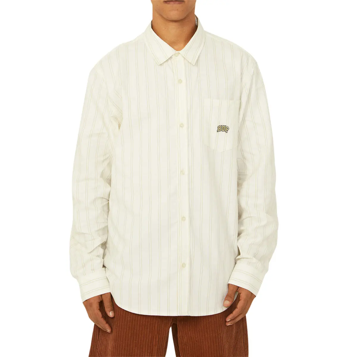 Huf Classic Arch Long Sleeve Oxford Shirt - Bleach 1