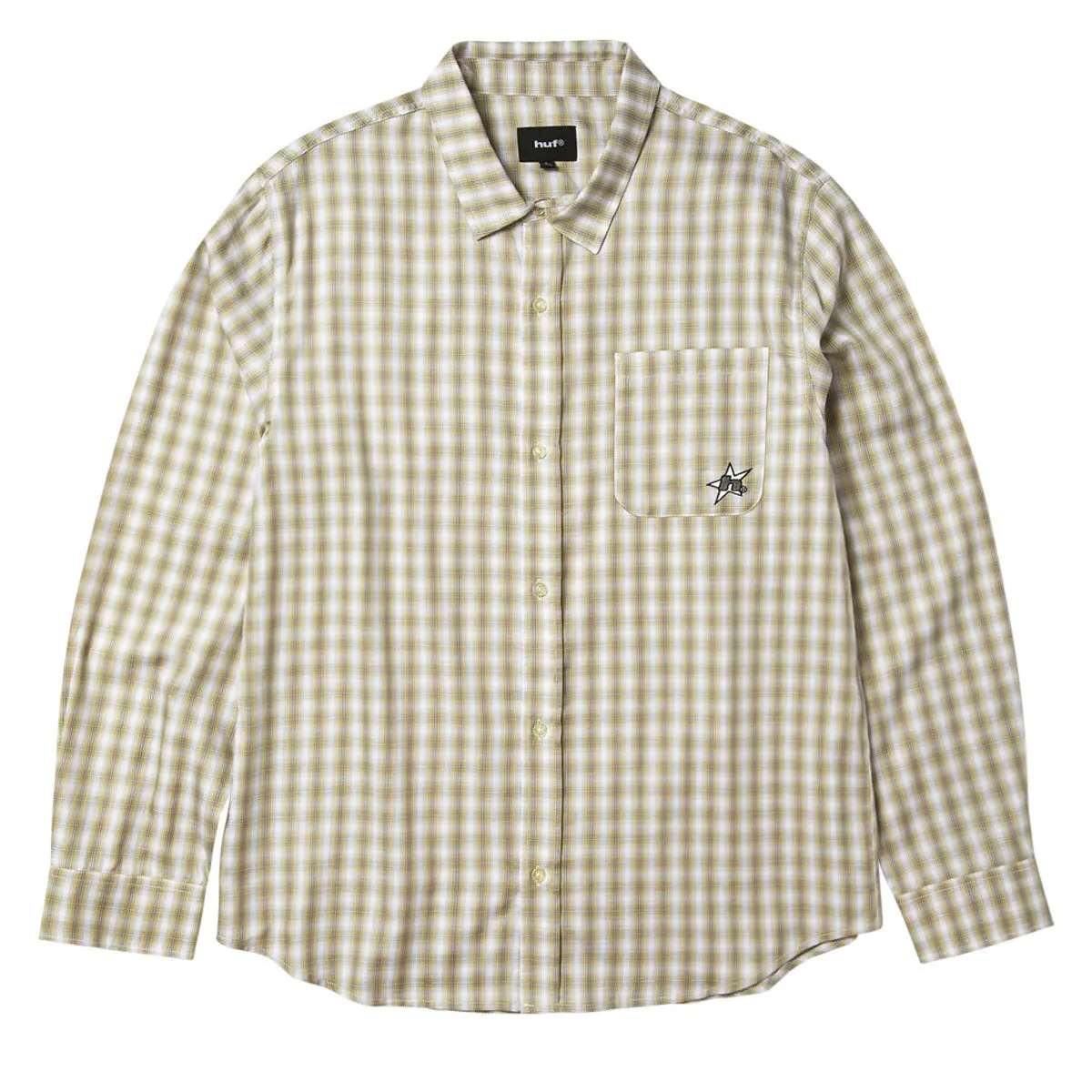 Huf H Star Long Sleeve Plaid Shirt - Putty 1