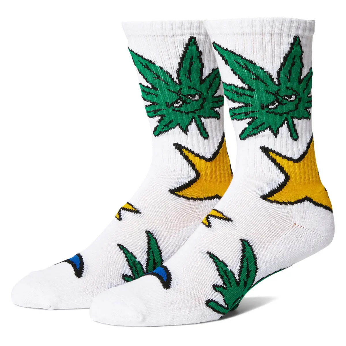 Huf Green Buddy Star Sign Socks - White 1