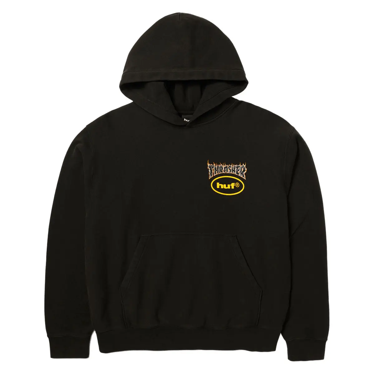 Huf X Thrasher Meltdown Heavyweight Hoodie - Washed Black 1