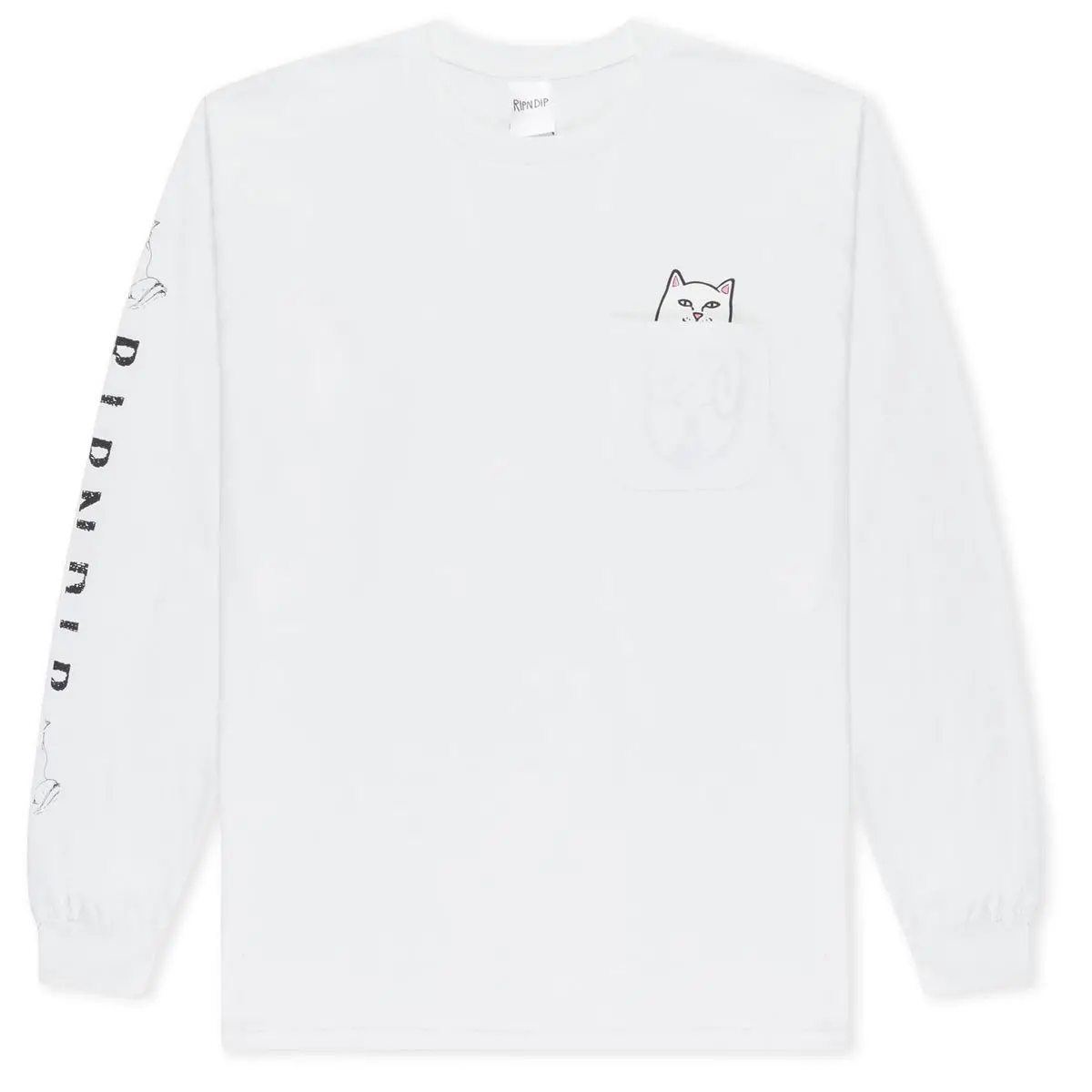 Ripndip Lord Nermal Pocket Long Sleeve T-Shirt - White 1