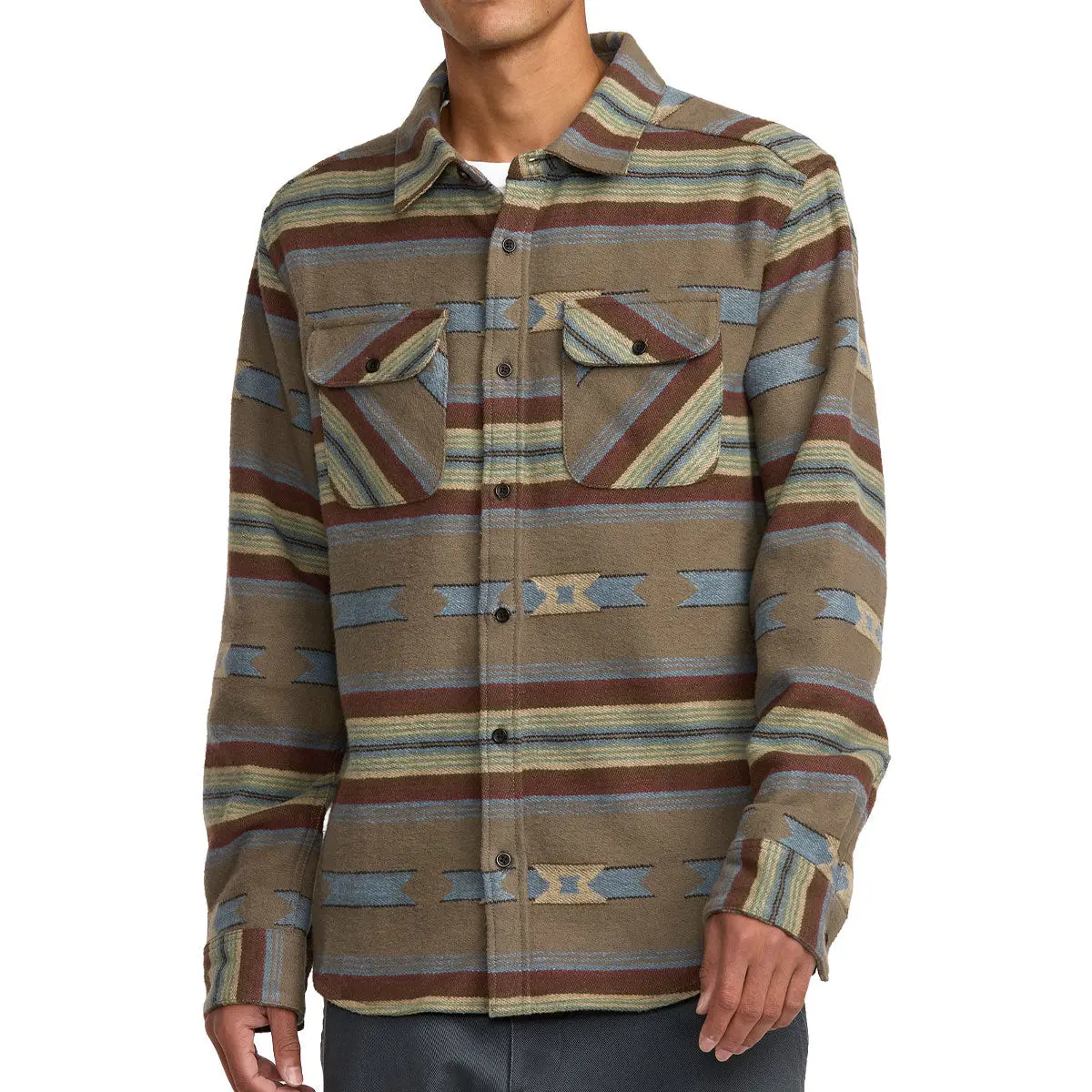 Rvca Dayshift Blanket Flannel Shirt - Mushroom 1