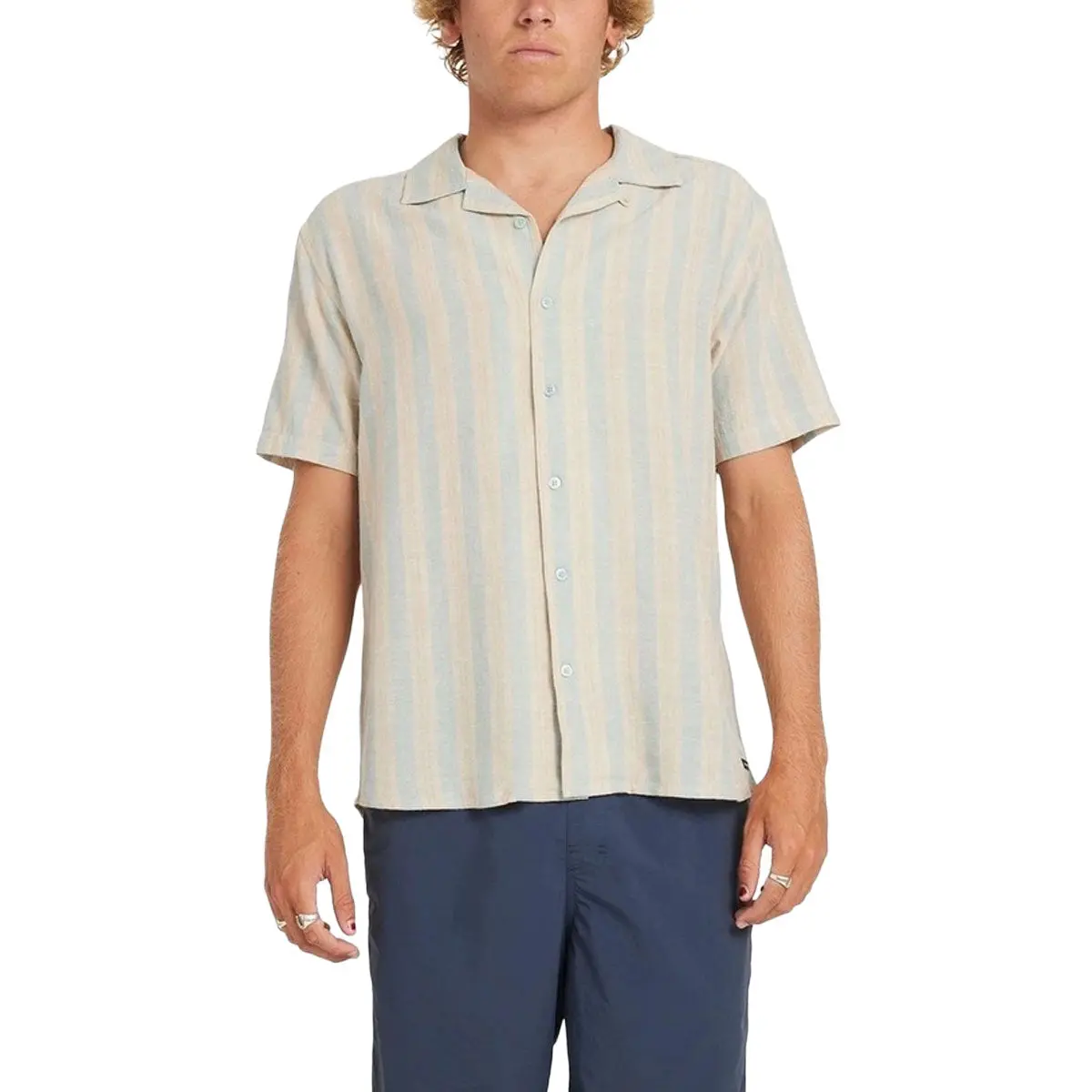 Rvca Beat Stripe Shirt - Chambray 1