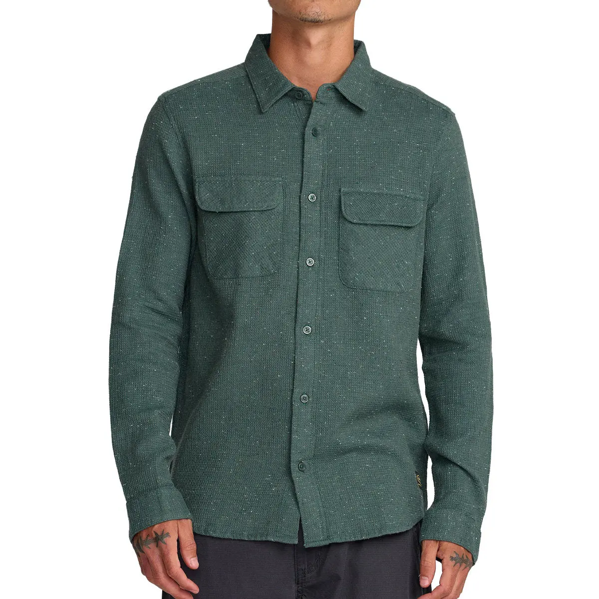 Rvca Dayshift Flannel Long Sleeve Shirt - Balsam Green 1
