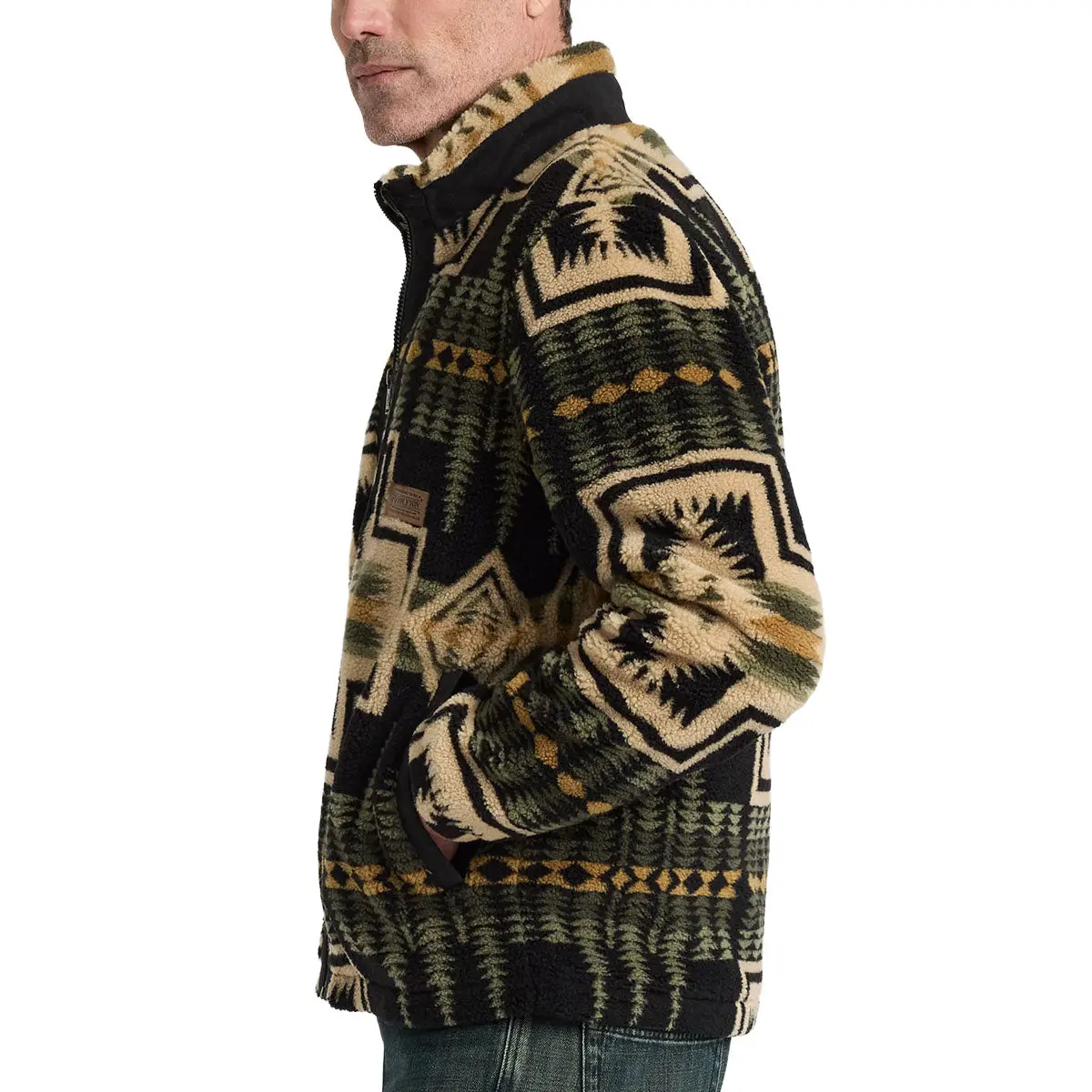 Pendleton Tahuya Range Fleece Jacket - Green Tan Harding 2