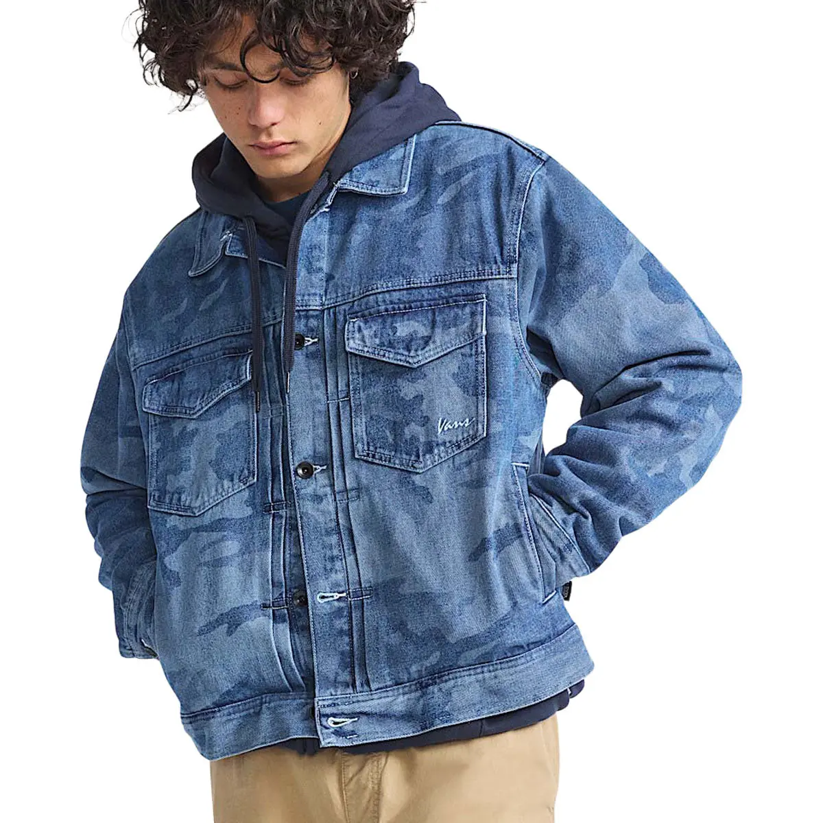 Vans Camo Denim Trucker Jacket - Stonewash Blue 1