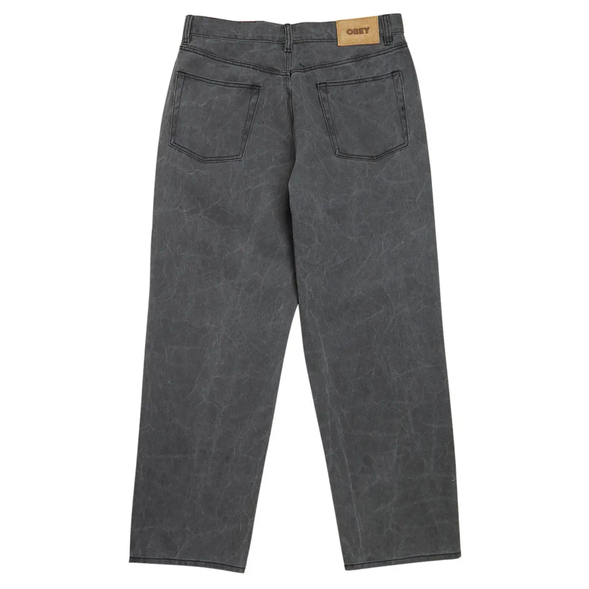 Obey Classic Wrinkle Baggy Denim Jeans - Black Wrinkle Wash 2