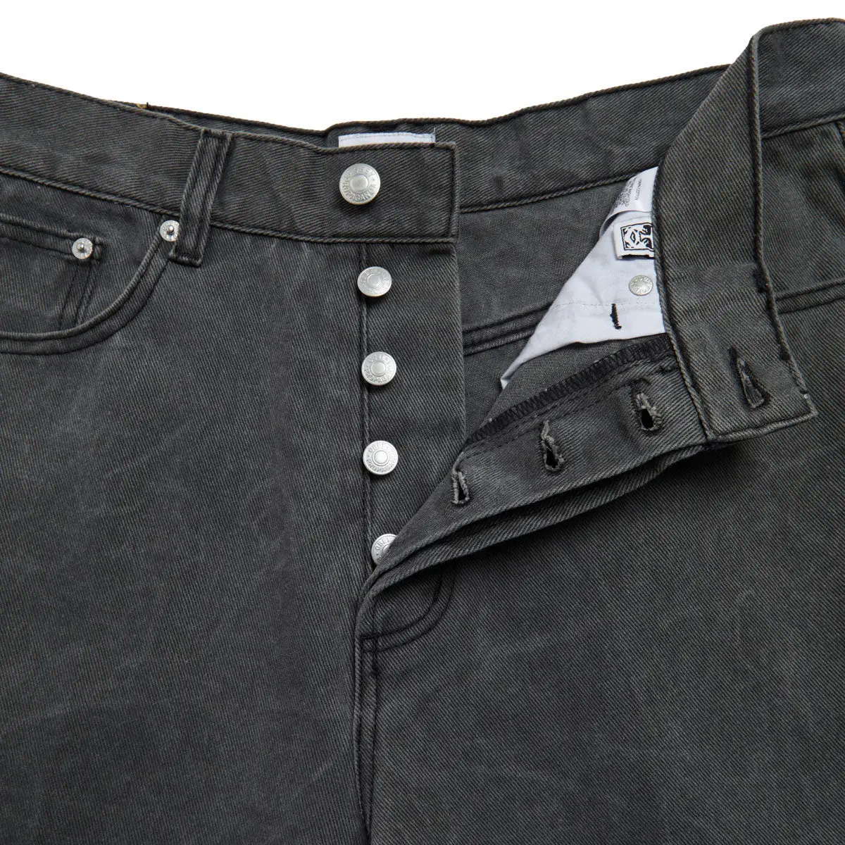 Obey Classic Wrinkle Baggy Denim Jeans - Black Wrinkle Wash 3