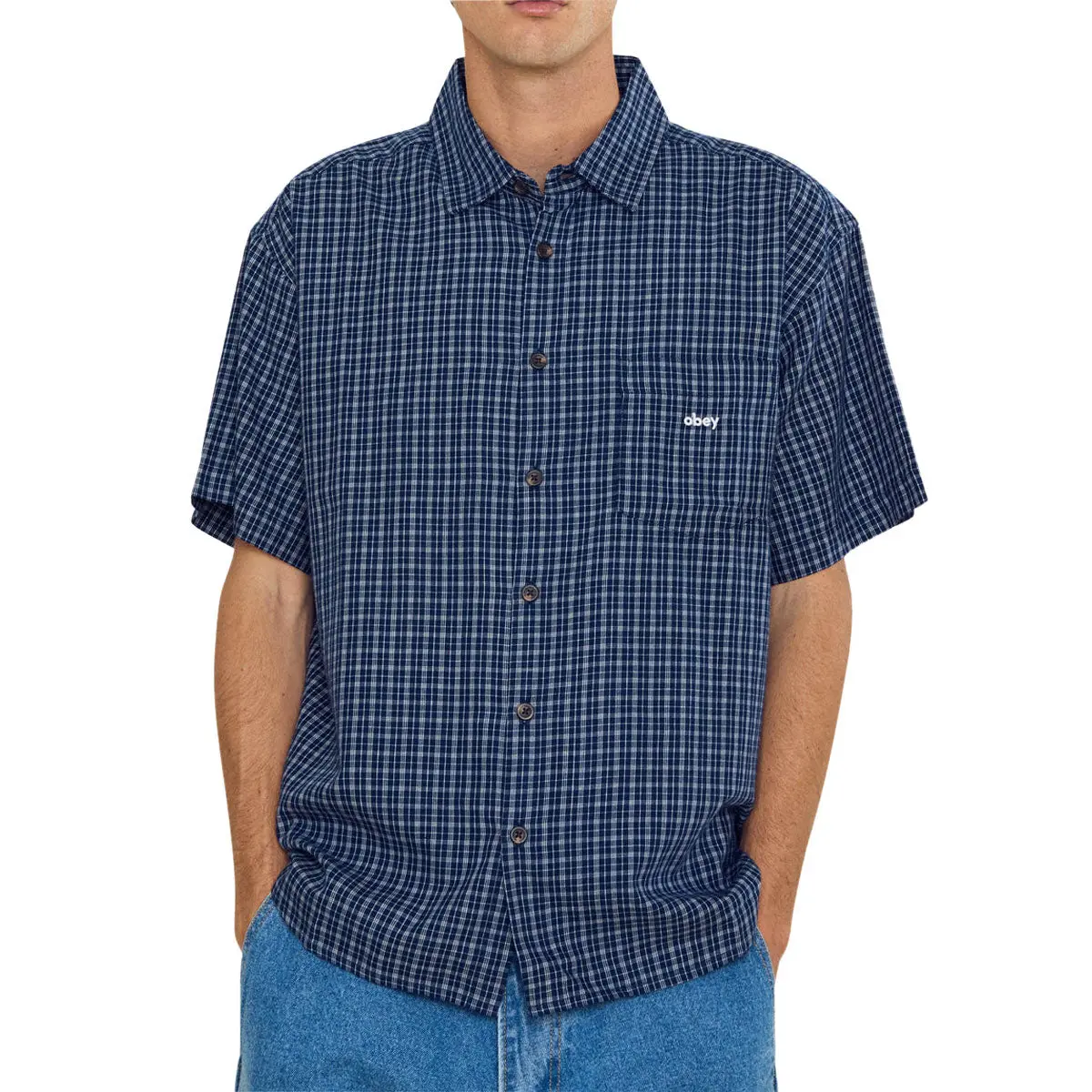 Obey Bigwig Ian Woven Shirt - Academy Navy Multi 1