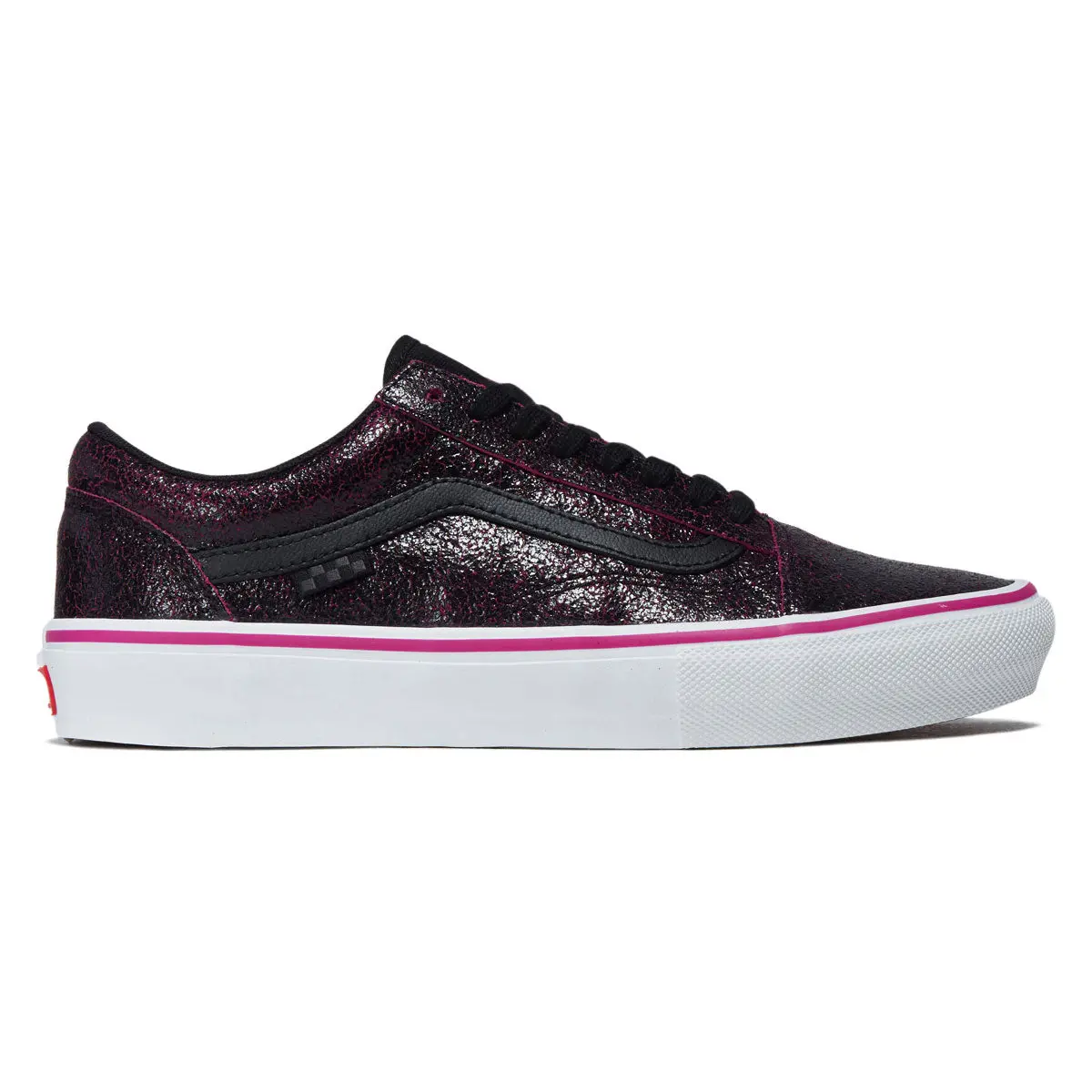 Vans Skate Old Skool Shoes - Cracked Leather Black/Purple 1
