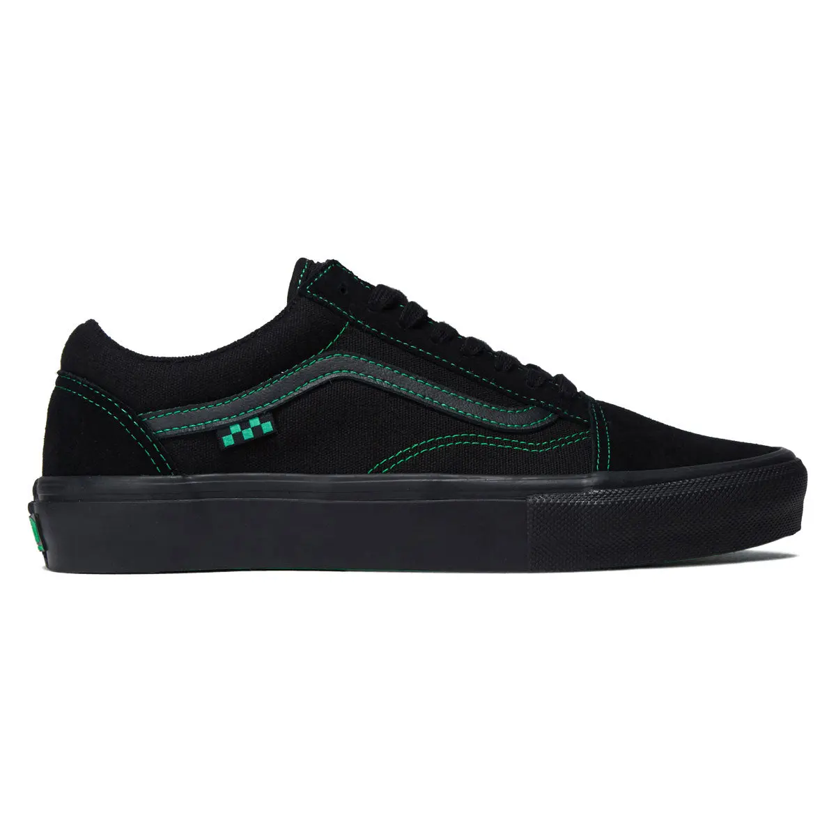 Vans Skate Old Skool Shoes - Black/Black/Green 1