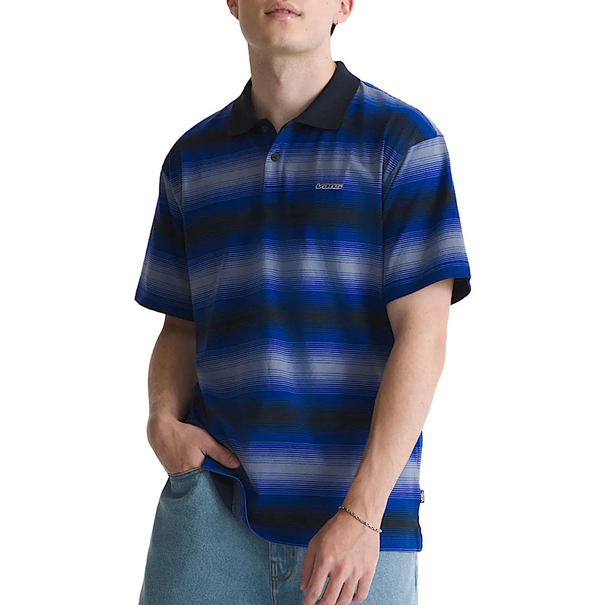 Vans Molino Shadow Stripe Polo Shirt - Royal Cobalt 1