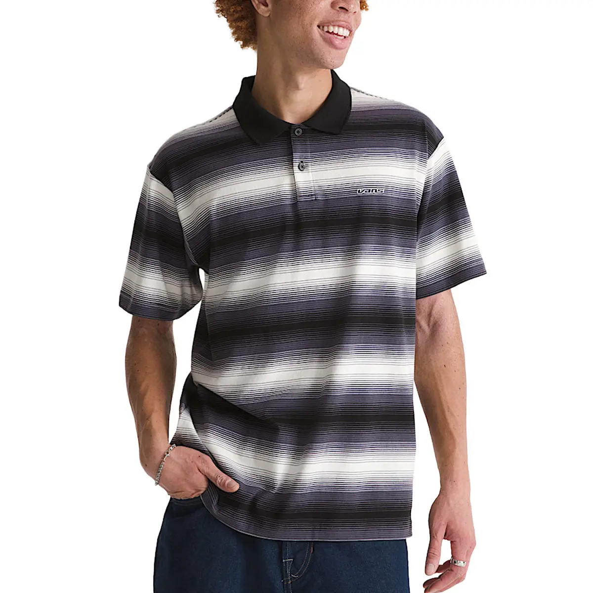 Vans Molino Shadow Stripe Polo Shirt - Steel Shadow 1