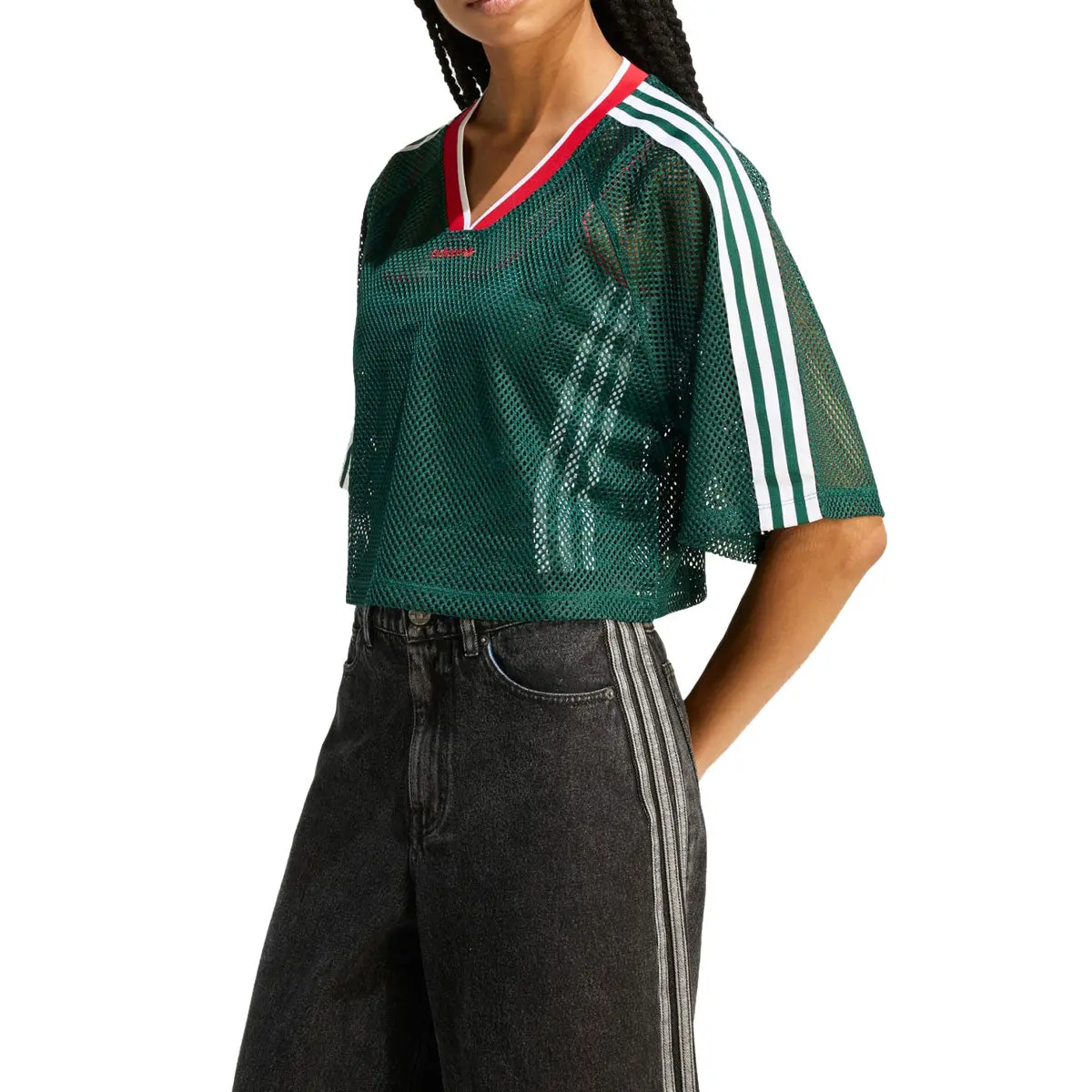 Adidas Womens Mesh Cropped T-Shirt - Collegiate Green 1