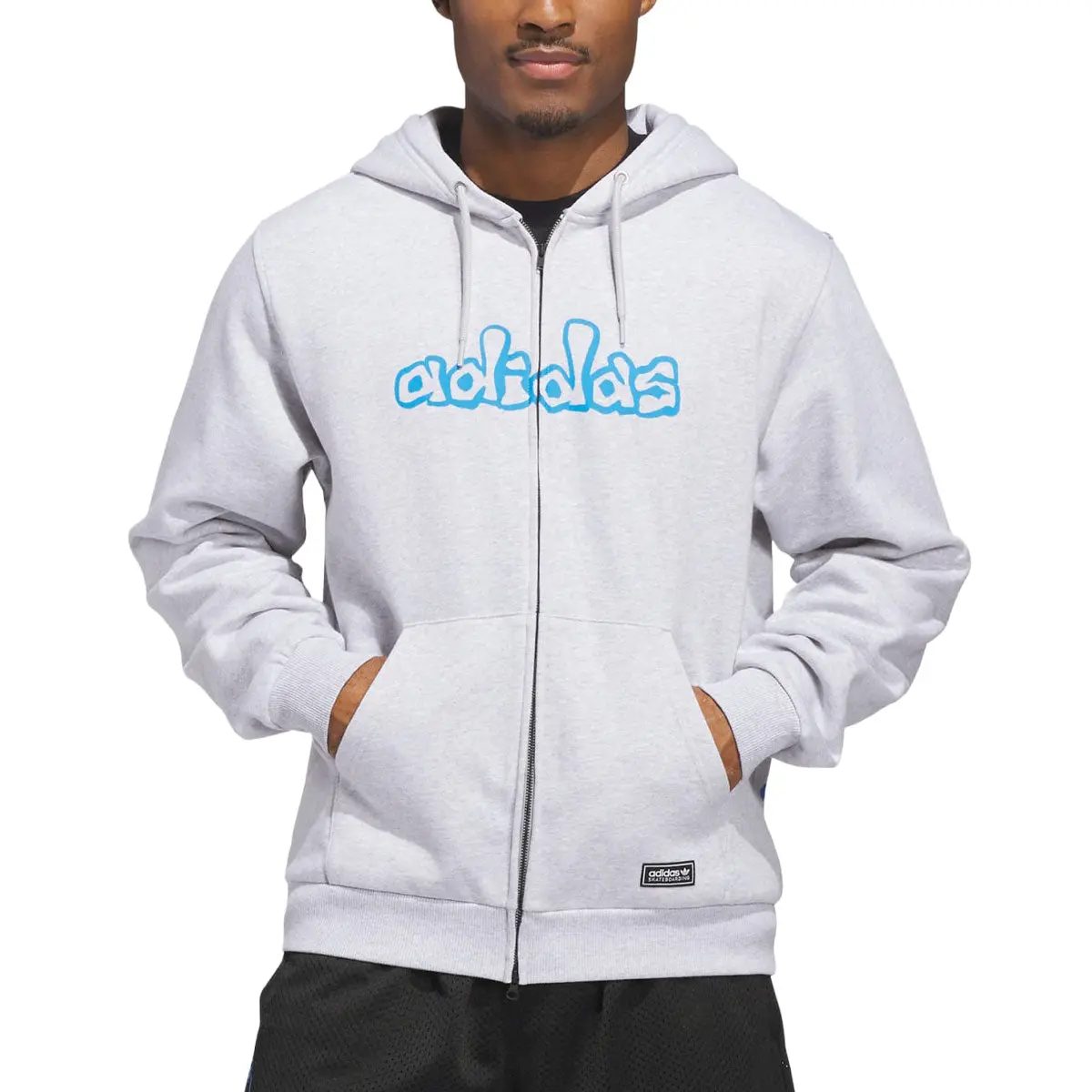 Adidas Kogan Hoodie - Light Grey Heather/Lucid Ray Blue 1