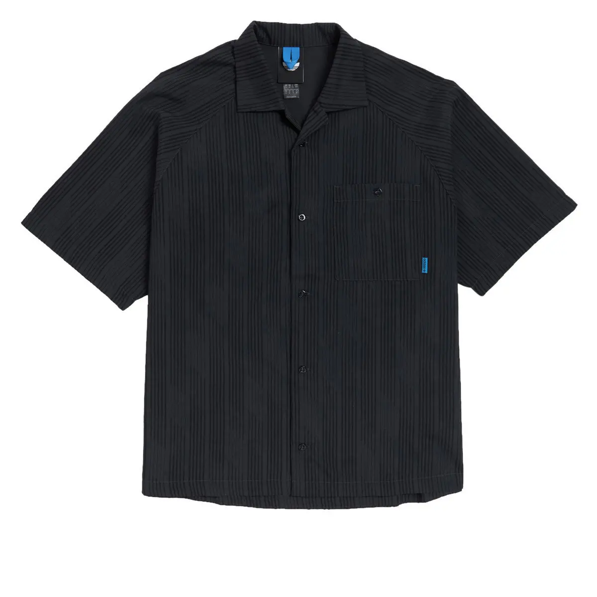 Adidas Skate Lines Button Up Shirt - Carbon/Black/Lucid Ray Blue 1