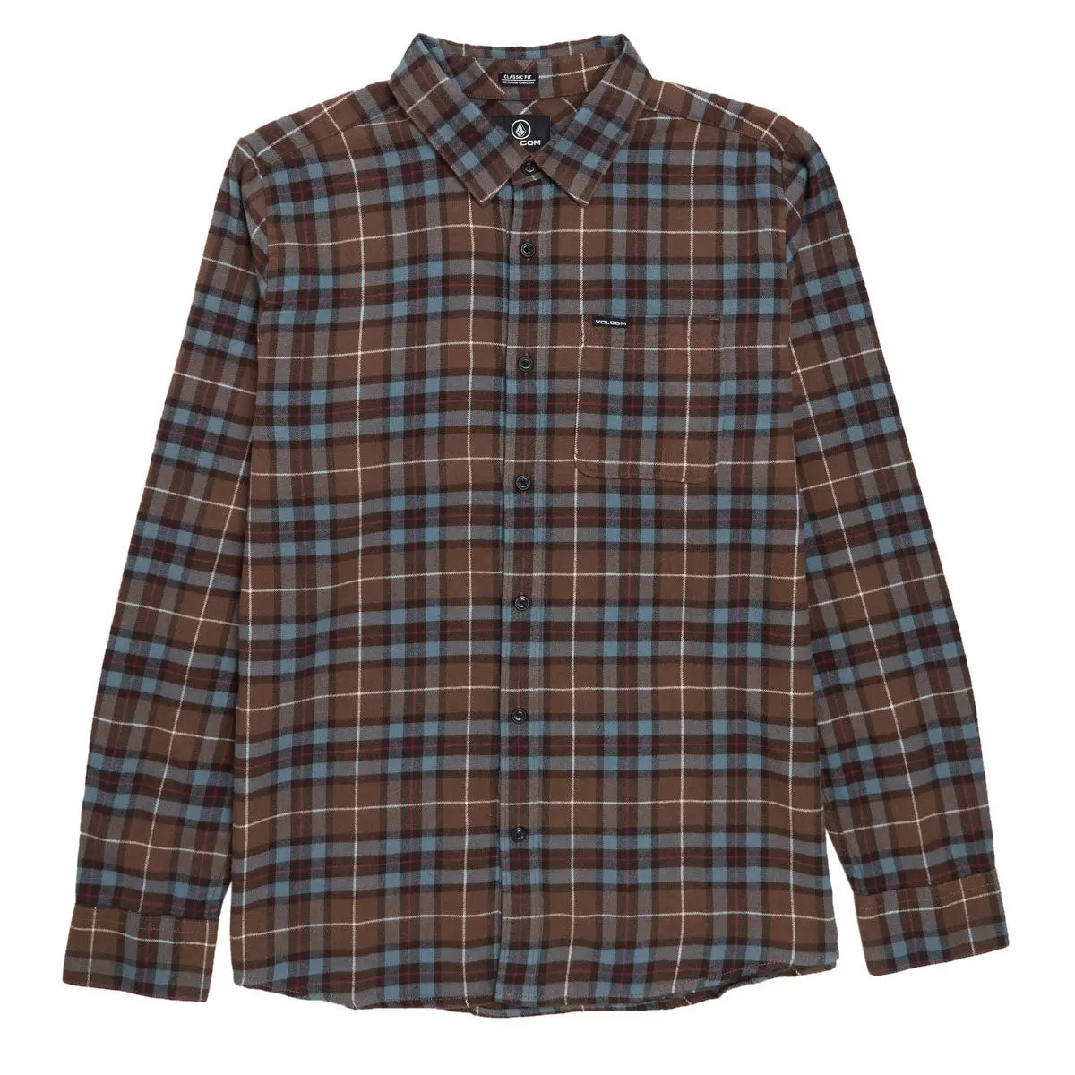 Volcom Caden Plaid Long Sleeve Shirt - Brown Stone 1
