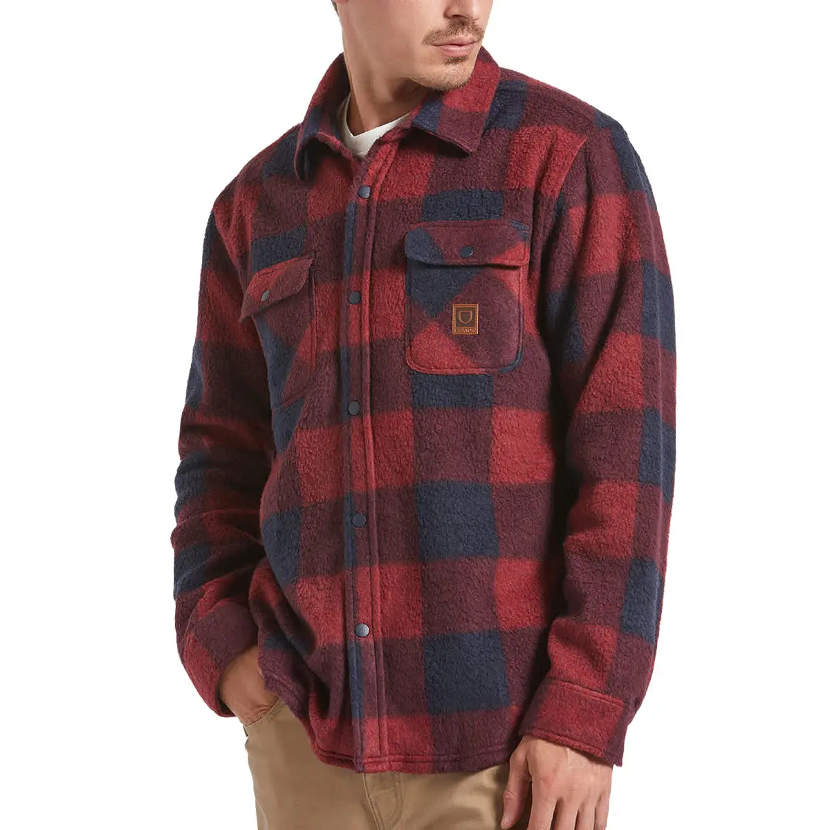Brixton Bowery Long Sleeve Arctic Stretch Fleece Shirt - Adrenaline Rush/Mood Indigo 1