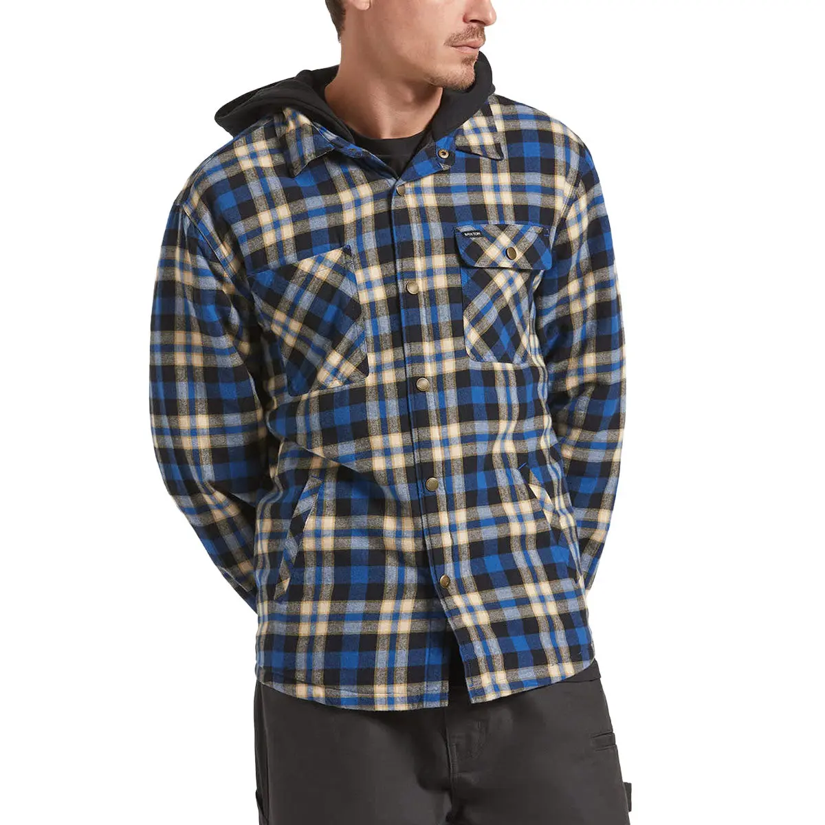 Brixton Bowery Quilted Hooded Jacket - Navy/Cream 1