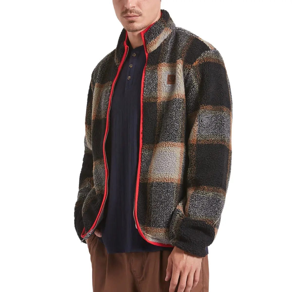 Brixton Buffalo Plaid Sherpa Jacket - Black/Cream 1