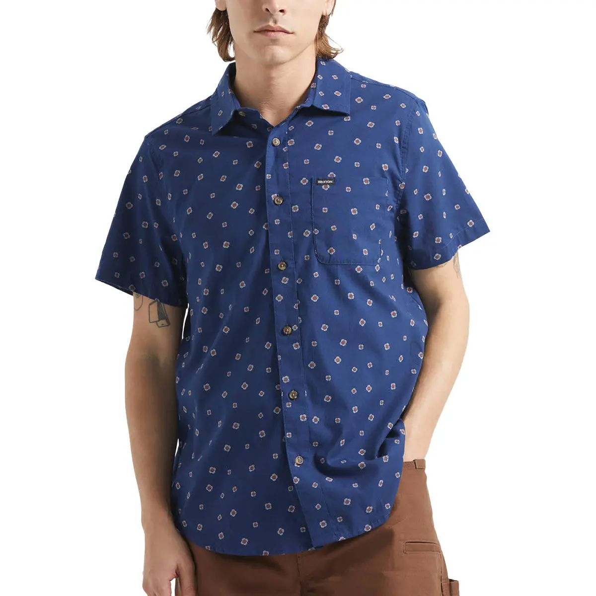 Brixton Charter Print Shirt - Midnight Blue Geo 2