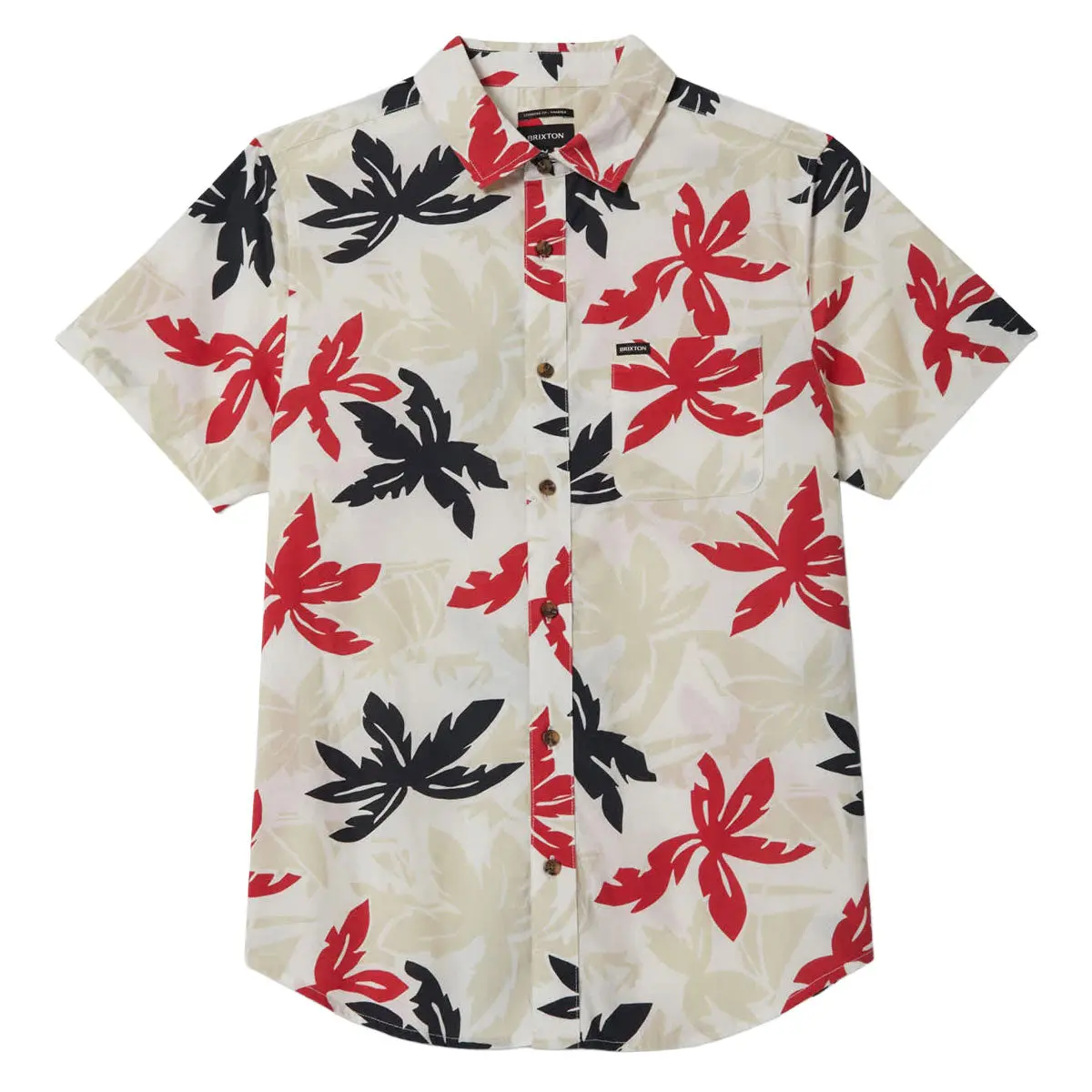 Brixton Charter Print Shirt - Off White/Black/Red Palm Floral 1