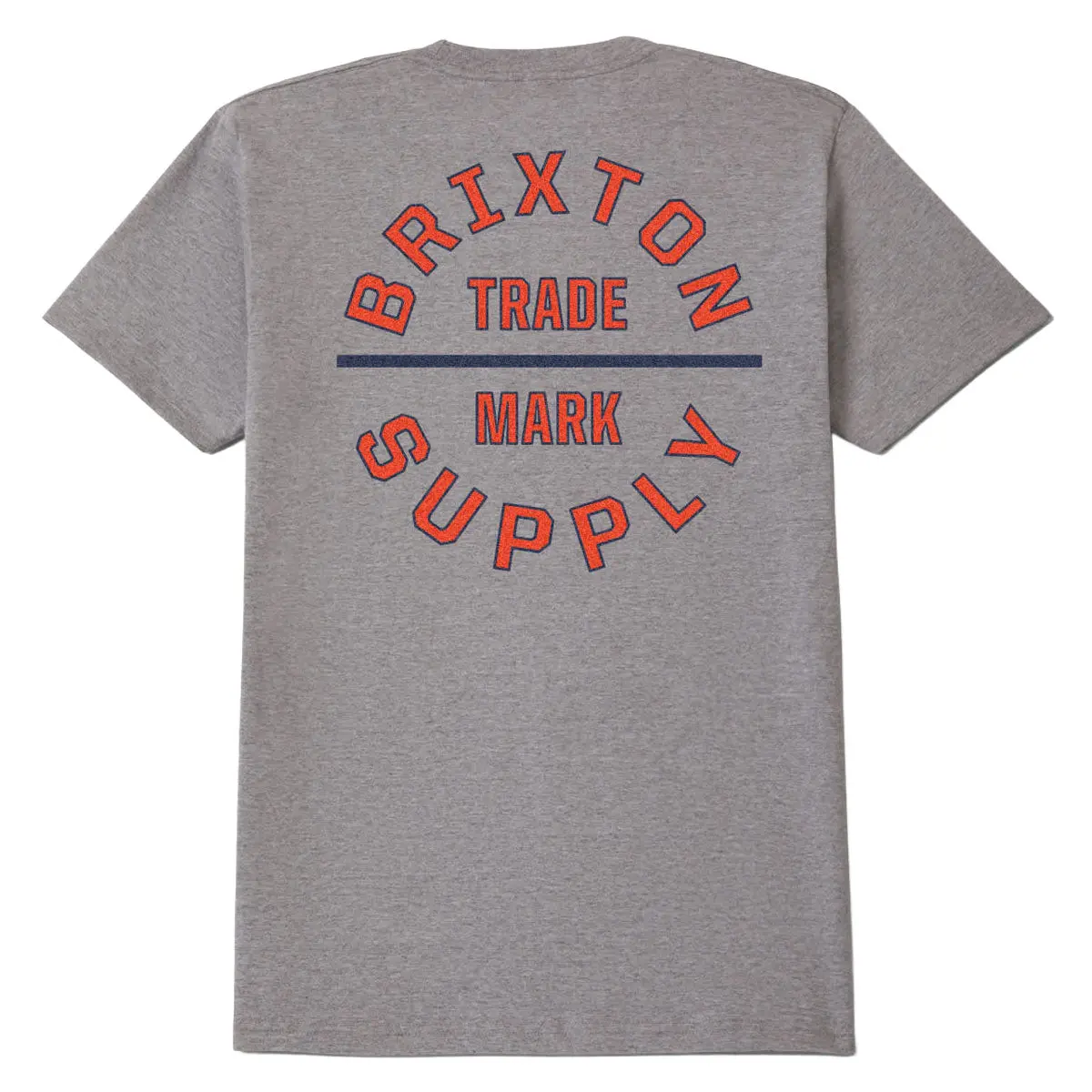 Brixton Oath V T-Shirt - Heather Grey/Lava Red/Midnight Blue 1