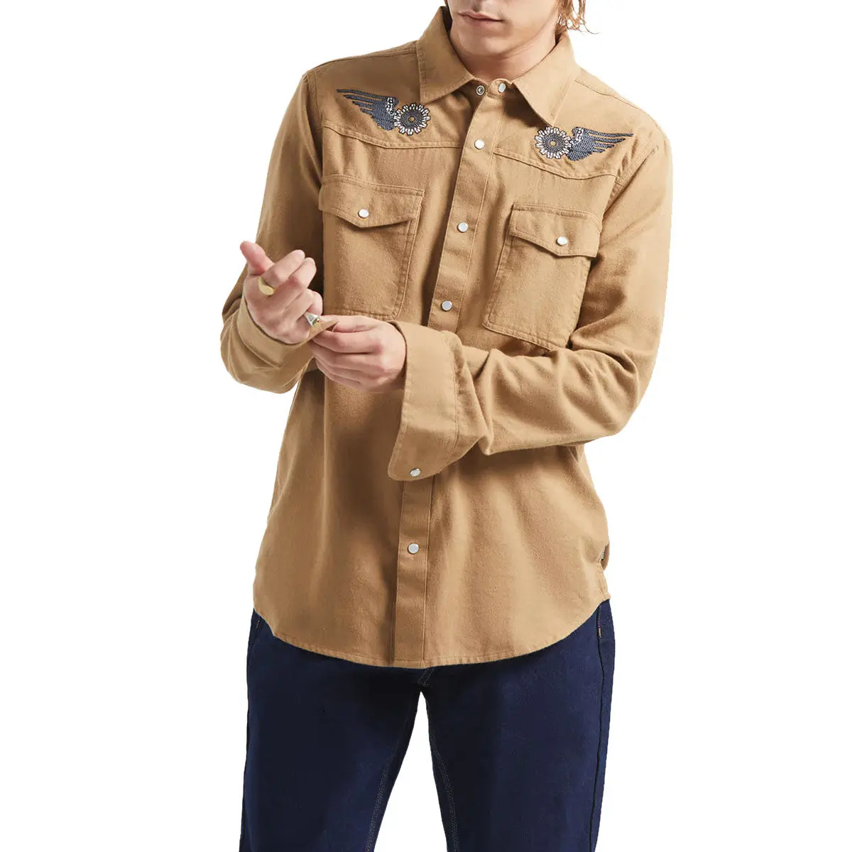 Brixton Waylon Lightweight Long Sleeve Over Shirt - Khaki 1