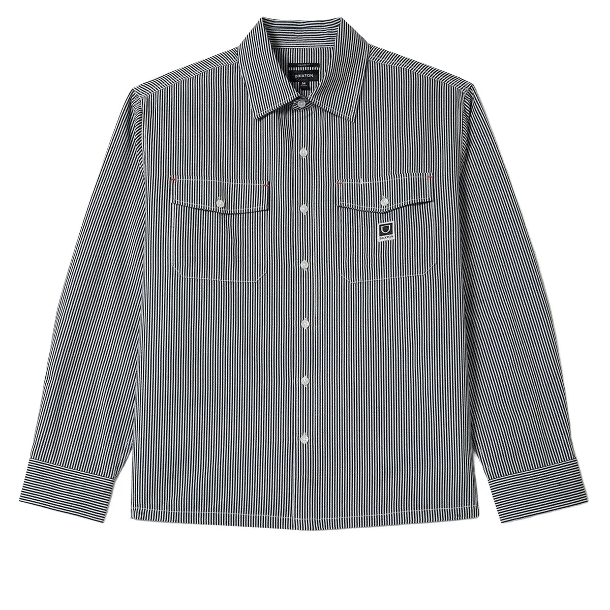 Brixton Journey Lightweight Long Sleeve Shirt - Navy/White Stripe 1