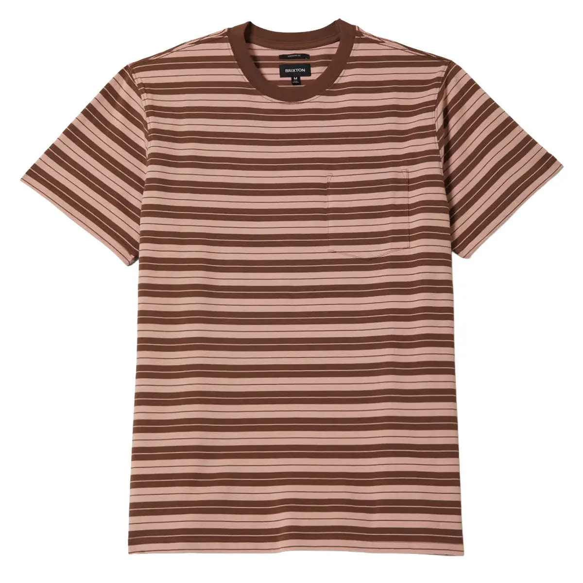 Brixton Nova Stripe Pocket T-Shirt - Pinecone Brown/Silver Pink Worn Wash 1