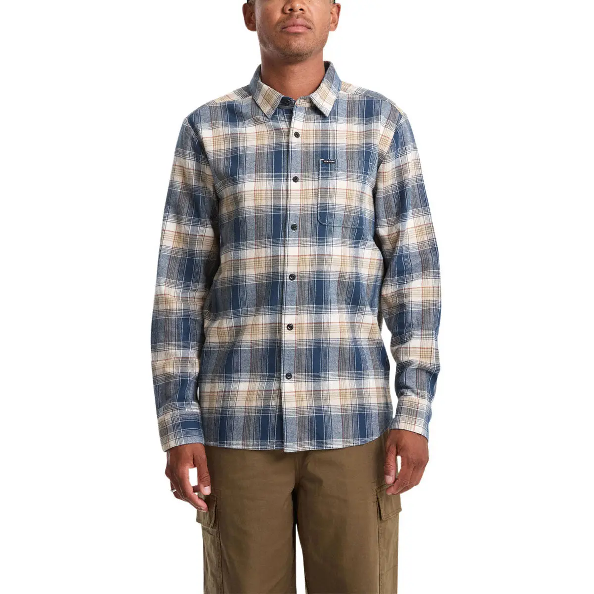 Volcom Caden Plaid Long Sleeve Shirt - Dirty White 1