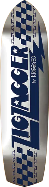 Krooked Zipzagger Skateboard Deck – Black with Navy Foil Graphic, 8.63" x 32.3"