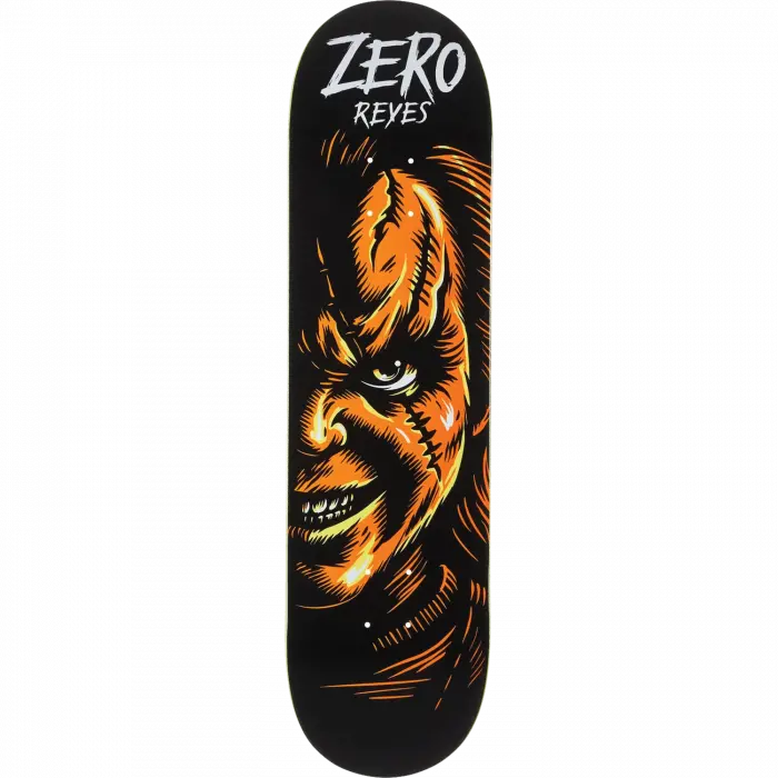 Zero Reyes signature skateboard deck featuring the iconic Chucky Fright Night 2 horror-themed artwork, 8.25" wide