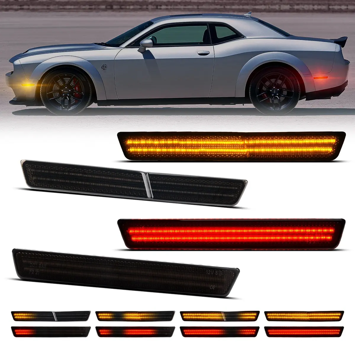 Challenger Widebody 15-23 Front/Rear Dynamic Smoked Led Side Markers 1