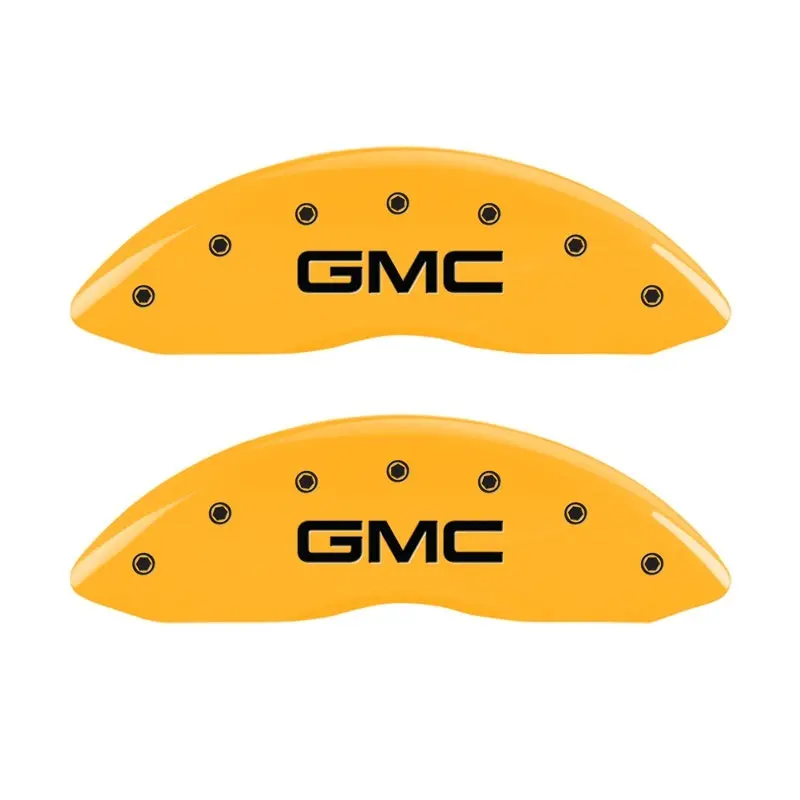 Mgp Engraved Caliper Covers – Front Pair, Yellow Finish With Black Accent For Gmc Trucks 1