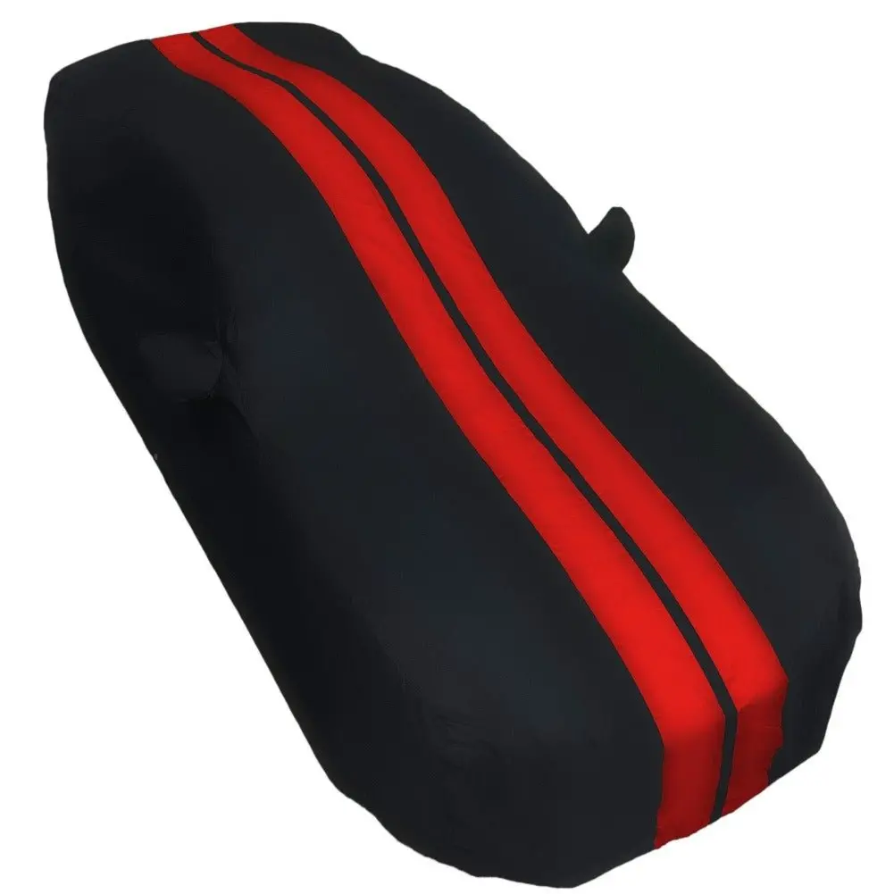 2005-2024 Ford Mustang Ultraguard Plus Car Cover - 300D Indoor/Outdoor Protection - Black With Red Stripes 1
