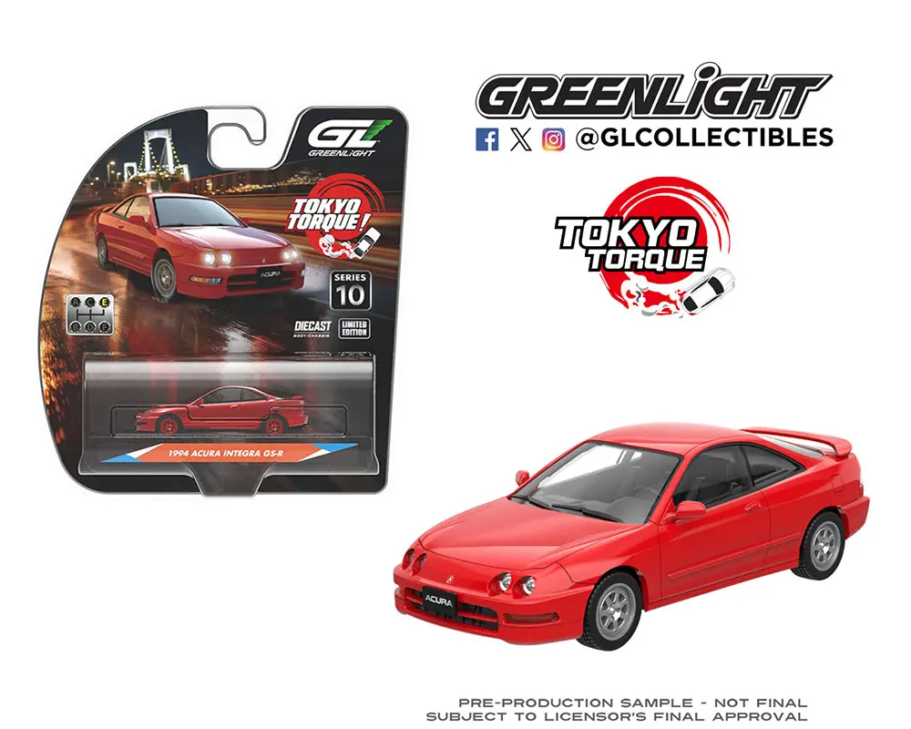 (Coming Soon) Greenlight 1:64 Tokyo Torque Series 10 – 1994 Acura Integra Gs-R With Custom Wheels – Milano Red – Solid Pack 1