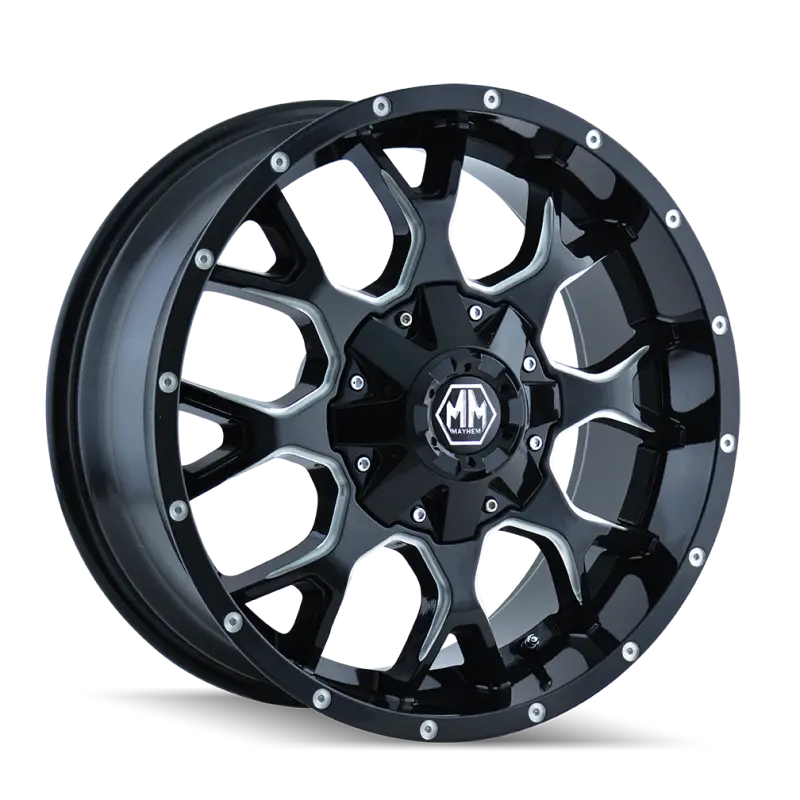 Mayhem 8015 Warrior 20X9 / 5X150 Bp / 18Mm Offset / 110Mm Hub Black W/ Milled Spokes Wheel 1