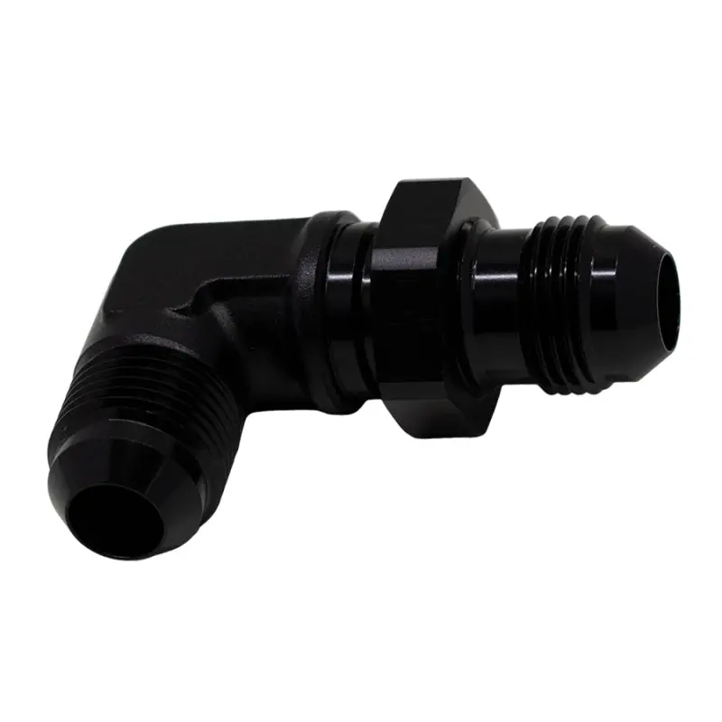 Deatschwerks 8An Male Flare 90-Degree Bulkhead Adapter – Matte Black Anodized 1