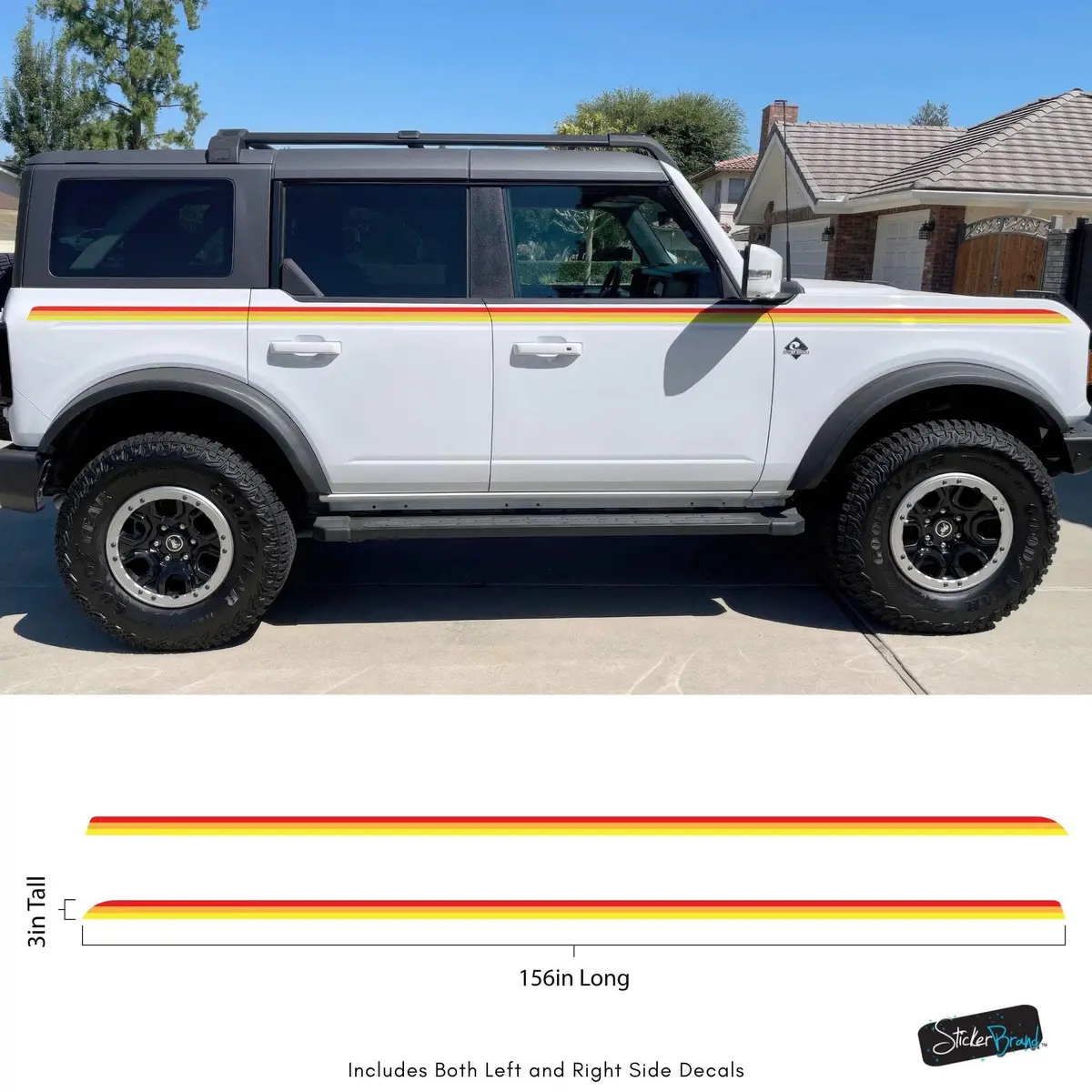 3 Color Stripes Bronco Decal Sticker. #6953 1