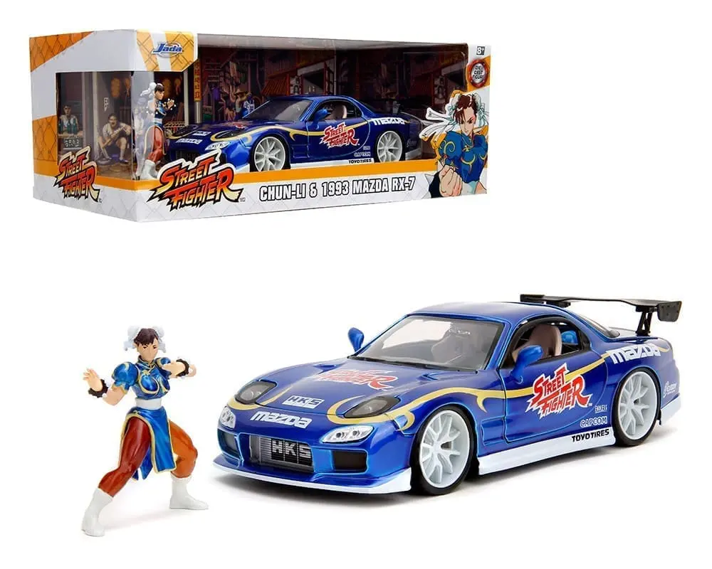 Jada  1/24  Hr Street Fighter Mazda 1993 Rx7 With Chun-Li 1