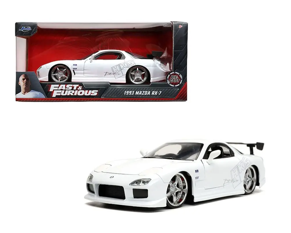 Jada 1/24 F&F Mazda 1993 Rx7 Fd3s Wide Body Hks White 1