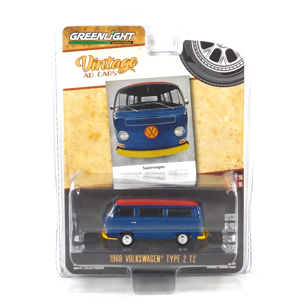 Vintage Ad Cars 39140D 1968 Volkswagen Type 2 T2 1:64 Diecast 1